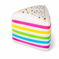 Gâteau arc-en-ciel anti-stress, en mousse PU souple à remontée lente, en forme de tranche, avec garniture crème et pépites colorées, pour le bureau
