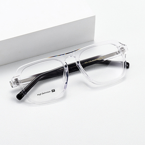Transparent Rectangle Full Rim <b>Eyeglasses</b> NN-105 Anti-Blue Light Lightweight Resin Lens Unisex Adult Daily Wear - Product Image 1