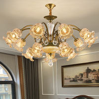 Lustre de salon rétro de style américain tout en cuivre, lampe haut de gamme de style européen pour salle à manger et chambre à coucher, villa duplex
