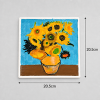Peinture par numéros 3D DIY moderne en relief, motif tournesol, 20,5 x 20,5 cm, à l'huile et acrylique, pour décoration - Vente en gros