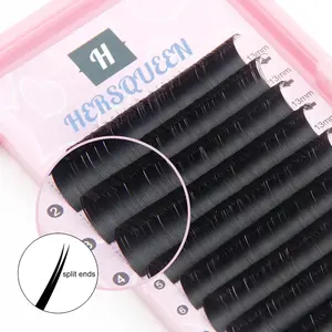 Korea PBT Material Ellipse Flat Individuelle Wimpern verlängerung Flare Lashes Flache Wimpern Private Label Russian Volume Wimpern