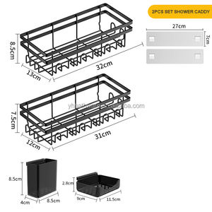 새로운 디자인 5개 세트 샤워 캐디 강력 접착 샤워 정리 선반 무타공 욕실 플로팅 선반 - Product Image 6
