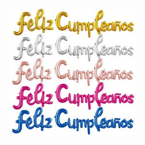 Ensemble de ballons Feliz cupleanos en Stock au mexique et au pérou Offres Spéciales, fournitures de fête de joyeux anniversaire, déco Rose or bleu rouge espagnol feuille d'aluminium - Product Image 4