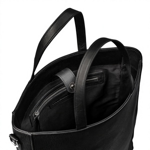 Modern Unisex Genuine Leather Tactical Sports <b>Backpack</b> Solid Navy Blue Zipper Closure Front Pocket Adjustable <b>Strap</b> Polyester - Product Image 5