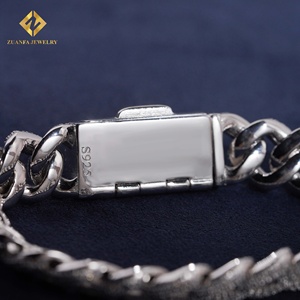 Lab Grown Diamond Bracelet Popular 12mm Cuban Chain Cuban Link Chain Necklace Bracelet <b>Men</b> Iced Out Diamond 925 - Product Image 2