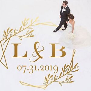 สติ๊กเกอร์ติดพื้นเต้นรำงานแต่งงานรูปสี่เหลี่ยมผืนผ้า วัสดุไวนิล PVC กันน้ำ เป็นมิตรกับสิ่งแวดล้อม พร้อมสกรีนอักษรย่อตามสั่ง - Product Image 1