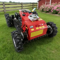 Machine de désherbage et de tonte intelligente multifonctionnelle à chenilles télécommandée Robot de débroussaillage de vergers en pente Tondeuse à gazon