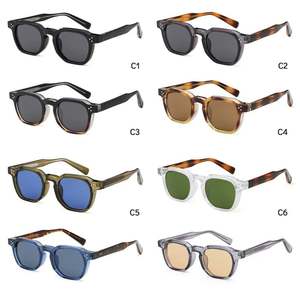 Lunettes de soleil polygonales rétro personnalisées avec logo, unisexes, en TR90, protection UV400, motif léopard, en acétate CP, pour hommes et femmes - Product Image 6