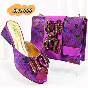 Meilleures ventes Designer Chaussures Design Chaussures et <span class=keywords><strong>sacs</strong></span> africains assortis au Nigeria Party PU Material Shoes 2019 - Product Image 3