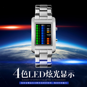 <span class=keywords><strong>Montre</strong></span> numérique LED à matrice <span class=keywords><strong>binaire</strong></span> créative pour homme en acier étanche - Product Image 5