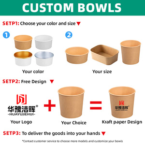 Suministro de fábrica Vasos de papel Kraft desechables Logotipo personalizable Cubo de sopa impreso y taza de gachas para llevar para café de sopa - Product Image 2