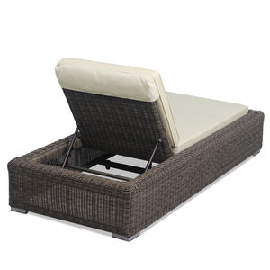 <span class=keywords><strong>Tumbona</strong></span> Moderna para Piscina de Mimbre Sintético Marrón Resistente a la Intemperie, Muebles de Exterior - Product Image 3