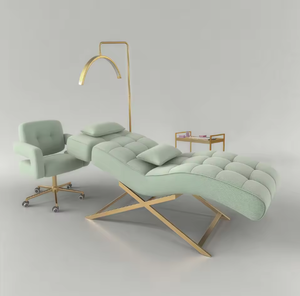 Cama de Lujo Rosa de Algodón Curvada para Pestañas, Cama de Masaje y Cuidado Facial, Mueble de Salón para Pestañas - Product Image 2