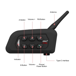 Intercomunicador para Casco Bluetooth Impermeable <span class=keywords><strong>EJEAS</strong></span> <span class=keywords><strong>V4</strong></span> Plus para 4 Motociclistas, Accesorio para Motocicleta con Auriculares - Product Image 5
