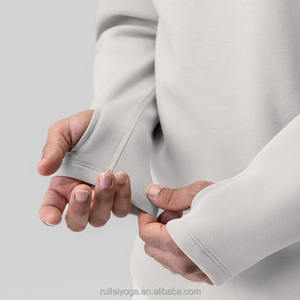 공장 맞춤 로고 제작 하이넥 보온 면 하프 집업 풀오버 무지 헤비웨이트 오버사이즈 남성용 테크 플리스 트레이닝 후드티 - Product Image 4