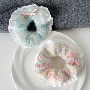 Coleteros Scrunchie Arcoíris al por Mayor, Scrunchies Trenzados Elásticos para el Cabello, Lazos para el Cabello de Mujer y Niña, Scrunchie de Encaje con Lazo - Product Image 2