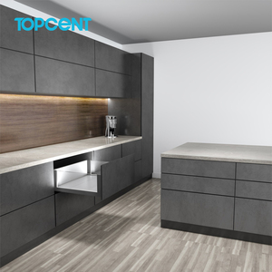 Gabinete de cocina de muebles de aluminio Topcent con acabado Gris de canal de cajón de vidrio blanco para uso en exteriores y dormitorios - Product Image 3