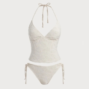 <span class=keywords><strong>Maillot</strong></span> <span class=keywords><strong>de</strong></span> <span class=keywords><strong>bain</strong></span> tankini sur mesure pour femme avec <span class=keywords><strong>haut</strong></span> halter en tissu jacquard et bas <span class=keywords><strong>de</strong></span> bikini à <span class=keywords><strong>nouer</strong></span> sur les côtés, marque privée - Product Image 4
