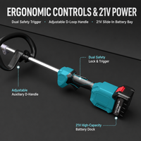 Débroussailleuse électrique sans fil 21V à moteur sans balais avec tige pliable et kit multi-lames pour le bordage des pelouses et l'entretien des jardins