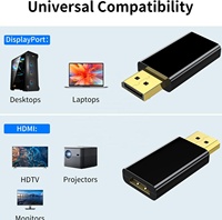 Adaptateur DisplayPort vers HDMI, adaptateur DP vers HDMI mâle vers femelle plaqué or 1080P pour HP, HDTV, projecteur, ordinateur de bureau, etc.