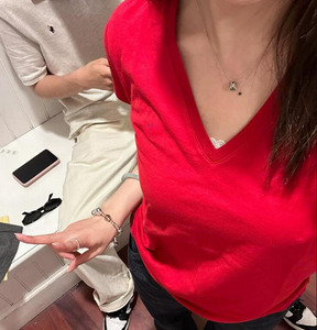 T-shirt da Donna Traspirante in Cotone Aderente per l'Estate, Ricamata a Tinta Unita, a Maniche Corte, Stile Streetwear - Product Image 1