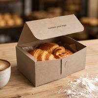 Boîte cadeau rigide à couvercle rabattable en kraft naturel, impression personnalisée pour boulangerie, pâtisserie, cadeau, carton pliable, emballage écologique de luxe