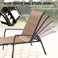 Ensemble chaise de salon ajustable 3 pièces Textiline Chaises inclinables pliables en métal pour l'extérieur avec dessus en verre Table de bistro