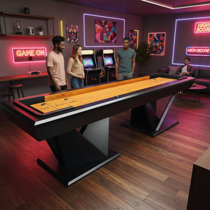 <span class=keywords><strong>Table</strong></span> de shuffleboard familiale d'intérieur en bois massif de haute qualité, nouveau style, 9/10/12/14 pieds, avec <span class=keywords><strong>table</strong></span> de billard intégrée, en promotion - Product Image 2