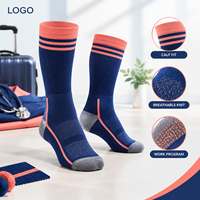 Chaussettes de compression de soutien en Spandex et Nylon pour infirmières, confortables pour le travail, gris royal, soutien gradué, ajustement du bout du pied