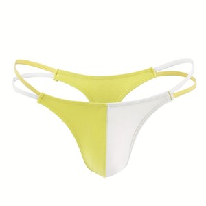 <b>Men's</b> Color-blocked <b>Thong</b> Green White Nylon Spandex Breathable Sporty Underwear - Product Image 3
