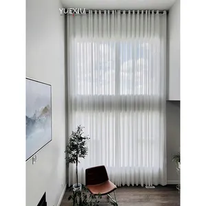 流行设计定制环保家居客厅纺织品白色涤纶透明织物窗帘