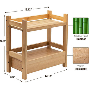 Étagère de rangement multi-niveaux en bambou à 3 niveaux avec tiroir pour l'organisation du bureau, de la salle de bain et de la cuisine - Product Image 2