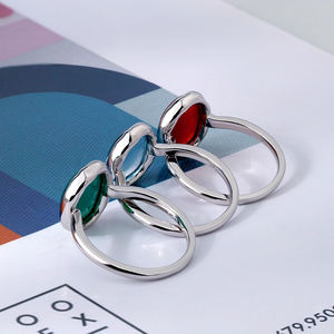 Минималистичное кольцо из натурального агата с неровной плоской подошвой, красно-зеленое, для ранней зимы - Product Image 2