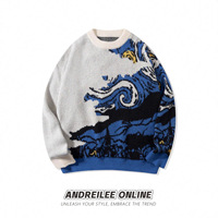 Pull-over pour homme Neo Andre Explosions, style streetwear européen et américain, col rond ample, tissage jacquard, acrylique, lavable en machine