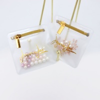 Pochette à fermeture éclair givrée transparente en pvc avec logo personnalisé emballage de boucles d'oreilles pochette à bijoux transparente sac à fermeture éclair en plastique pour bijoux