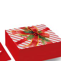 Kotak Natal Lipat Ukuran Besar Merah Kotak Hadiah Kaku Berkilau dengan Hot Stamping Titik Emas Merek MIYIN Model MY-ZDH Pegangan Kertas Daur Ulang