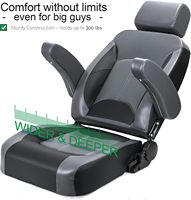 Siège de bateau à dossier haut avec deux mains courantes durables poche de coussin de support de tête en noir et gris