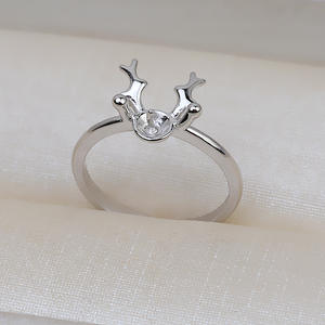 Handmade S925 <b>Silver</b> Deer Antlers Elk Simple Princess Ring DIY Jewelry Accessories with 5-6 Pearl Empty Set and <b>Bead</b> Caps 2731 - Product Image 4