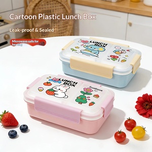 Lonchera de Plástico PP de Grado Alimenticio con Diseño de Dibujos Animados para Estudiantes y Trabajadores de Oficina, Sellada y a Prueba de Fugas, con Tapa Transparente - Product Image 1