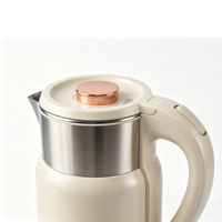 Bouilloire électrique portable à double paroi en acier inoxydable, sans fil, avec arrêt automatique, 2,5 L, pour la maison et l'hôtel, OEM