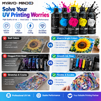 Tinta UV Myriad Minded, Tinta UV Curable, Tinta Cetak UV LED CMYK Putih, Pengeringan Cepat, Daya Rekat Tinggi untuk Pencetakan pada Kaca, Logam, Akrilik