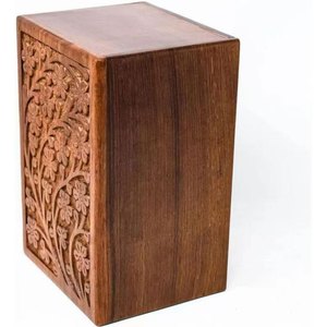 Guci Kremasi Kayu Rosewood Gaya Eropa, Ukiran Tangan Besar Motif Pohon Kehidupan, Kotak Pemakaman untuk Abu Jenazah Manusia, Guci Pemakaman Elegan - Product Image 2