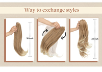 Extensions de queue de cheval synthétiques ondulées longues de 22 pouces, résistantes à la chaleur, couleur gingembre, à clipser, pour femmes blanches - Vente en gros