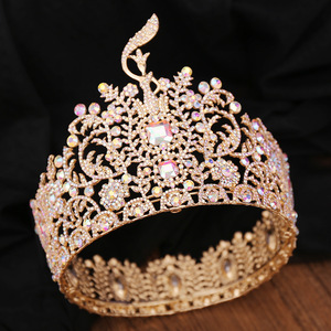 BELLEWORLD luxe complet rond strass coronas y diadèmes 5 couleurs bonne qualité diadèmes et couronnes mariage diadème couronne nuptiale - Product Image 5