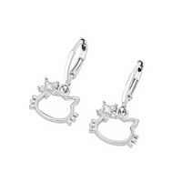 LUOYUNE Boucles d'oreilles créoles tendance chaton en zircon taille brillant, plaqué or 18 carats, zircon incrusté, laiton, bijoux pour femmes, vente en gros