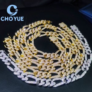 High Quality 925 Sterling Silver 16K Gold Plated Figaro Moissanite Tennis <b>Chain</b> Bracelet <b>Iced</b> <b>Out</b> Hip Hop Jewelry with GRA - Product Image 2