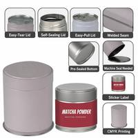 Boîte en fer blanc ronde OEM personnalisée 60*60mm 30g de qualité alimentaire pour poudre de Matcha, hermétique avec couvercle à vis, emballage pour bonbons
