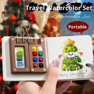 Set da Viaggio Mini Pittura Acrilica Giorgione 10x10cm Carta da <span class=keywords><strong>Disegno</strong></span> Portatile con Tavolozza Acrilica Scrittura Fluida Certificato MSDS - Product Image 5