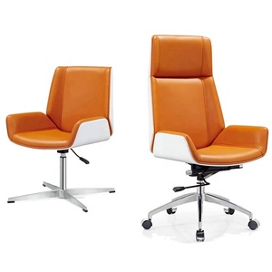 Cao điều hành Ông Chủ ghế văn phòng với phân đoạn trở lại gỗ trắng bên trong da sillas de oficina với Rocking và khóa cơ chế - Product Image 2