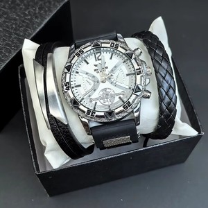 Reloj YuSa961 <span class=keywords><strong>para</strong></span> hombre con 3 pulseras <span class=keywords><strong>de</strong></span> moda adecuadas <span class=keywords><strong>para</strong></span> <span class=keywords><strong>hombres</strong></span> <span class=keywords><strong>jóvenes</strong></span>, conjunto <span class=keywords><strong>de</strong></span> regalo <span class=keywords><strong>de</strong></span> <span class=keywords><strong>cumpleaños</strong></span>, correa <span class=keywords><strong>de</strong></span> silicona a la moda - Product Image 4